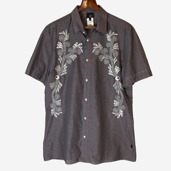 Just Cavalli Italian Embroidered Beaded Short Sleeve Shirt - Picture 1 of 12